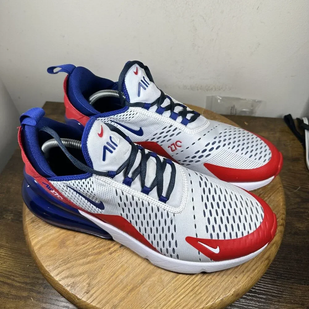 Nike Air Max 270 Shoes Mens Size 12 White Red Blue CW5581-100 Running Sneakers